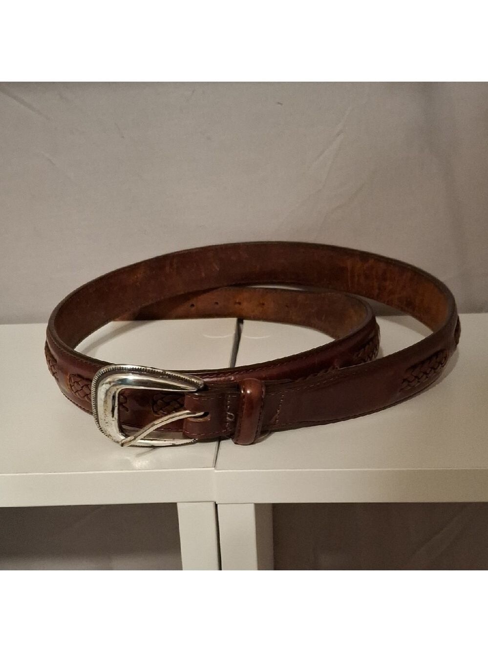 Brighton Men's Brown Leather Belt Sz 38